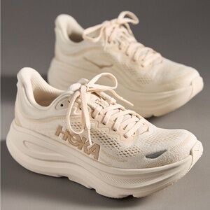 HOKA Bondi 9 Women's Cream Ivory Running Workout Shoes Sneakers